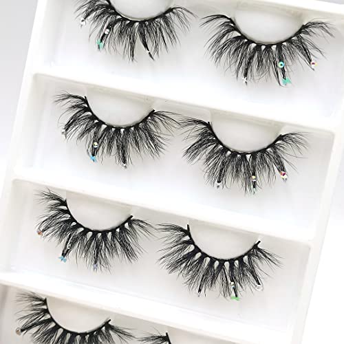 Butterfly Rhinestone Mink Eyelashes - 4 Pairs Dramatic
