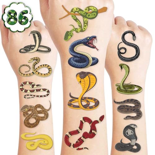 96 PCS Snake Temporary Tattoos for Kids – Party Favors