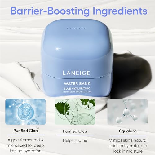 LANEIGE Water Bank Blue Hyaluronic Intensive Moisturizer Mini with Peptides + Squalane: Eczema-Prone Skin, Barrier-Boosting, Nourish, Dryness