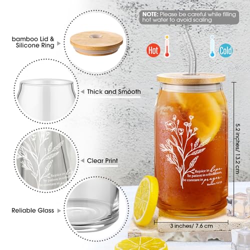 Fumete 10 Sets Christian Gift for Women Easter Mother's Day Sunday School Teacher Makeup Bag Flower Bible Verse Coffee Cup with Bamboo Lid Straw Religious Church Mini Compact Mirror (Bible-d)