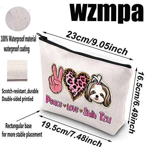 WZMPA Funny Shih Tzu Cosmetic Bag Shih Tzu Lover Gift Peace Love Shih Tzu Makeup Zipper Pouch Bag Dog Lover Gift (Peace Love Shih Tzu)