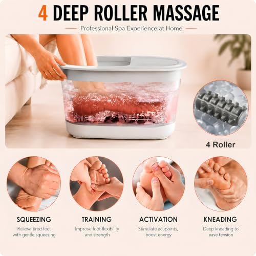 Foldable Electric Foot Spa Massager with Heat & Bubble Jets
