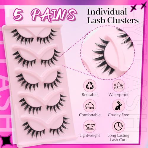 5 Pairs Anime Manga False Eyelashes - Dramatic Volume & Curl