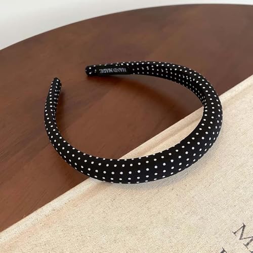 Glimbely 3-Pack Polka Dot Headbands for Women - Black White Blue Retro Non Slip Hair Accessories