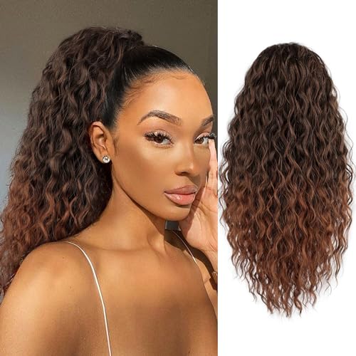 FREEMEIGE Drawstring Ponytail Extension 20" Curly Wavy for Black Women