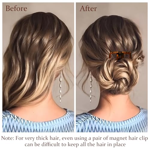 BADAO Magnetic Hair Clips - 2 Pairs Seamless No-Slip Styling Clips for Women