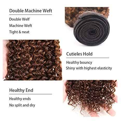 Color #4 Bundle Dark Brown Kinky Curly Human Hair Bundles Peruvian Chocolate Brown Bundle Color #4 Curly Bundles Human Hair 14 16 18 Inch