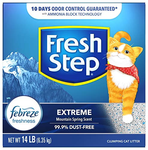 Fresh Step Clumping Cat Litter, Extreme, Long Lasting Odor Control Kitty Litter with Activated Charcoal, Low Dust Formula, 14 lb