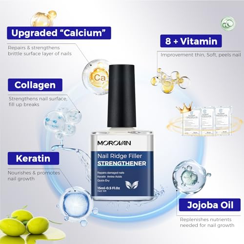 Morovan Nail Strengthener with Keratin - Milky White Ridge Filler