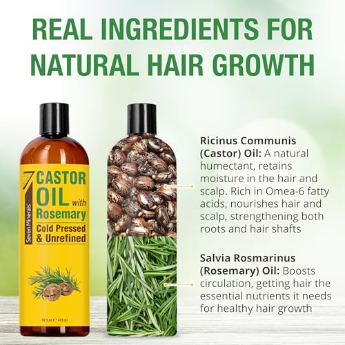 Seven Minerals Cold Pressed Castor Oil with Rosemary 16 fl oz