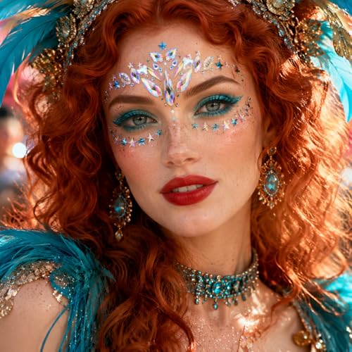 Mermaid Face Jewels Rhinestone Stickers - 6 Sets