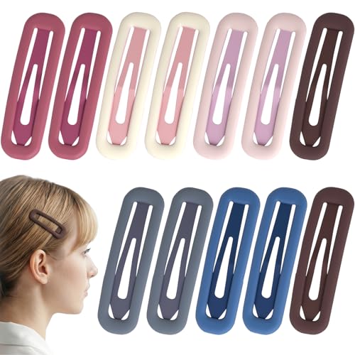 12 Pcs Matte Metal Hair Clips Set for Women - No Slip Barrettes