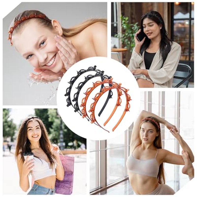 4-Piece Headband with Clips – Adjustable Hair Styling Tool