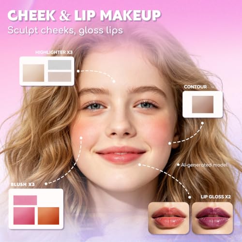 Color Nymph Purple Makeup Kit for Teens Girls Beginners Travel Set