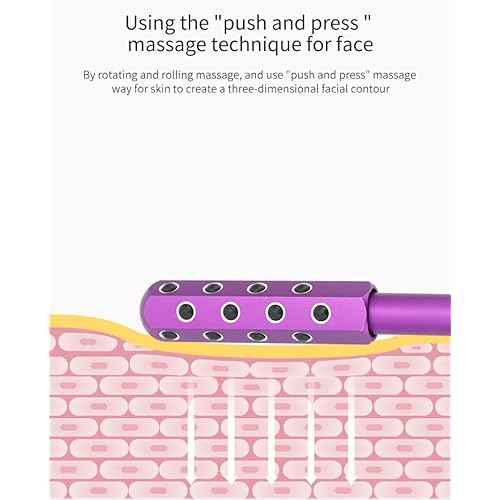 Facial Roller - Uplift Facial Massaging Beauty Roller, Face Massager Roller, Face Rollers for Women, Portable 7.6" Purple Beauty Roller for Face, Eye, Neck, Chin, Skin - 24-Stone