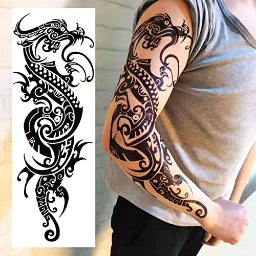 Waterproof Temporary Sleeve Tattoo - 12 Sheets, Full Arm