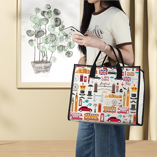 LEVLO London Travel Gift British Theme Cosmetic Bag England Souvenir Gift United Kingdom Make Up Zipper Pouch Bag (London LT)