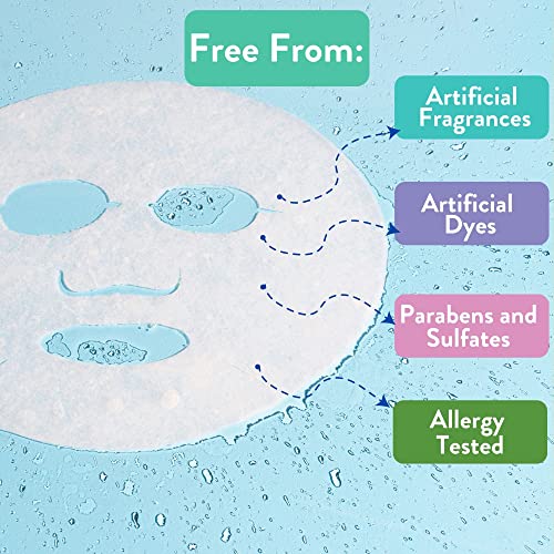 MISS SPA Hydrating & Brightening Sheet Mask Set Facial Masks for Women Exfoliating, Moisturizing Anti-Aging Skincare Bundle Nourishing Masks Dermatologist Tested 5-Pack
