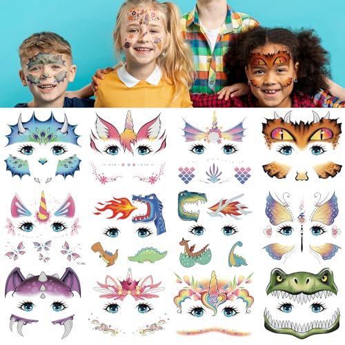 Face Tattoos for Kids - 24 Sheets Water Transfer Stickers