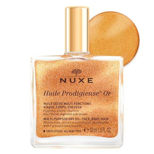 NUXE Huile Prodigieuse Shimmer Multi-Purpose Dry Oil - Luxurious Radiant Glow and Hydration for Face, Body & Hair
