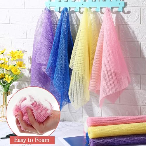 Sunnyray 100 Pcs African Net Sponge Bulk, Long Bath Sponge Net Exfoliating Shower Body Scrubber Back Scrubber Skin Smoother for Daily Home Use, Beauty Salons, Spa Clubs, Nail Salons(Fresh Colors)