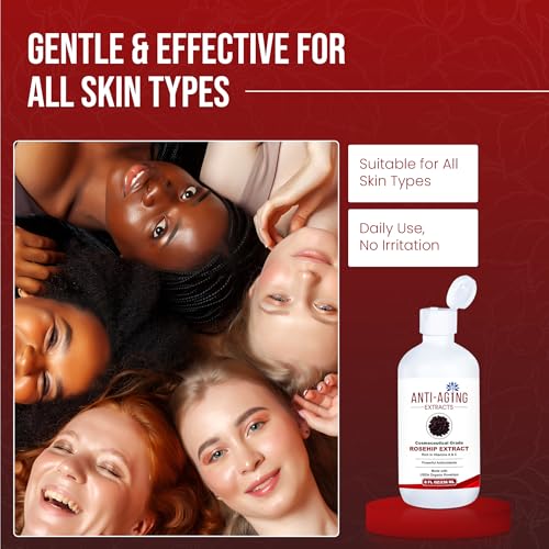 Pure Rosehip Extract Serum ? Premium Cosmetic-Grade Liquid for Skin & Hair ? Hydrating, Anti-Aging Botanical Formula (8 oz)