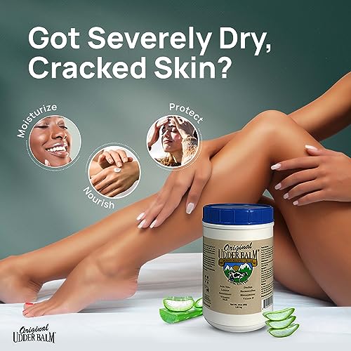 Original Udder Balm Unscented Tub - Made in USA - Hypoallergenic, Dry Skin Relief for Hands, Feet & Face, Moisturizer for Sensitive, Cracked Dry Skin, 64 Fl Oz