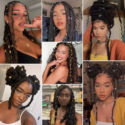 300 Pcs Gold Hair Cuffs Clips for Braids - 12 Styles