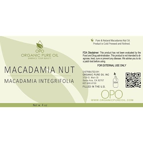 Macadamia Nut Oil 4 oz - Pure, All Natural, Macadamia Oil Perfect for Hair, Skin, Scalp, Body Care Moisturizer