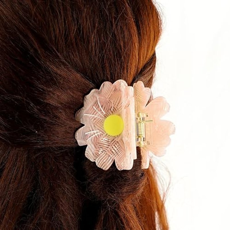Daisy Hair Clip with Strong Grip - Lightweight Floral Claw Clip