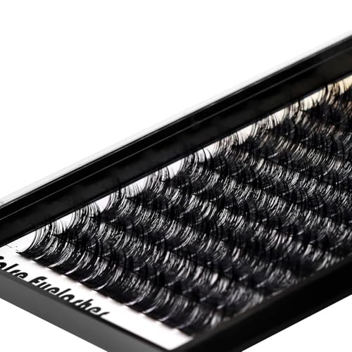 120 Clusters Individual False Eyelashes Wide Stem D Curl Handmade Dramatic Black Soft and Light 5D Volume Eye Lashes Extensions Thick Base Women Girls Beauty Tools (10mm)