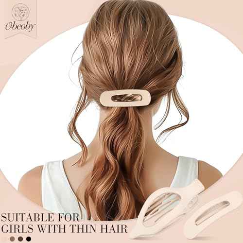 obeoby 8 Pcs Flat Hair Clips, Neutral Color Flat Claw Clips 2 Styles Hair Claws for Women Girls Medium Hair Volume French Hair Barrettes Accessories
