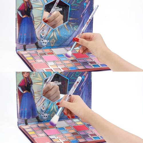 Townley Girl Disney Frozen 8-Piece Kids Makeup Brush Set for Dress-Up Play