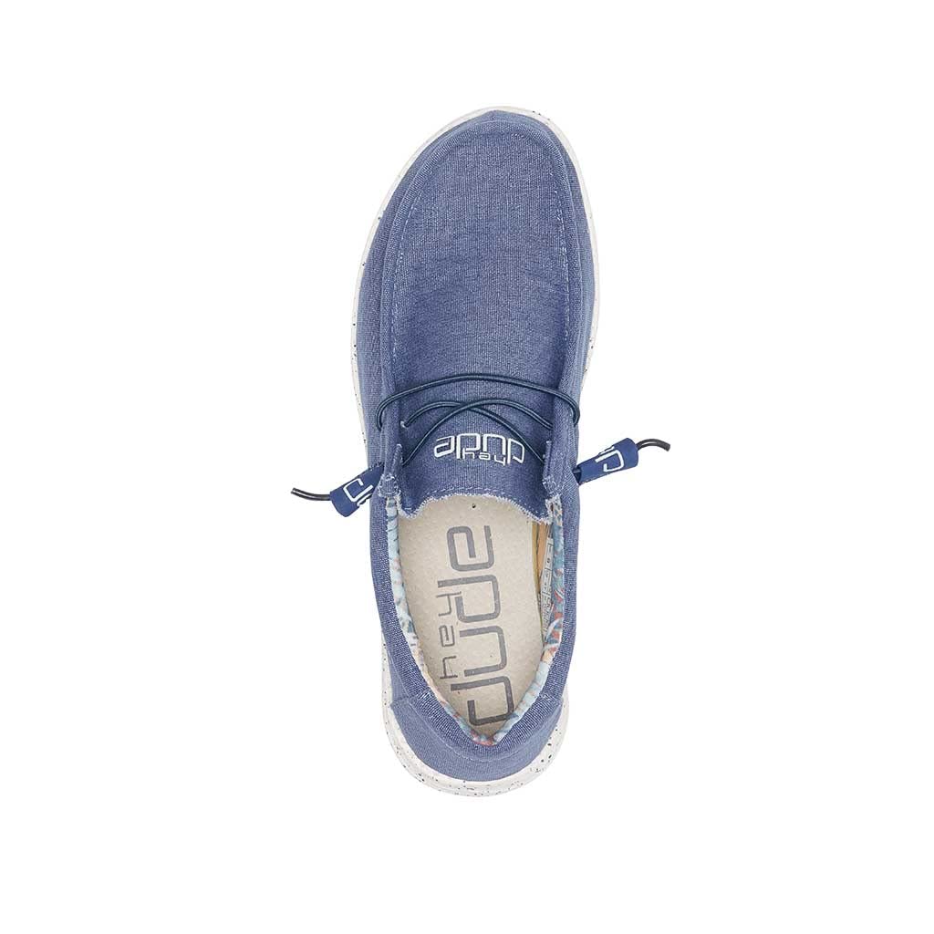 Hey Dude Men's Wally Stretch Indigo, Size 8 | Men’s Shoes | Men's Lace Up Loafers | Comfortable & Light-Weight