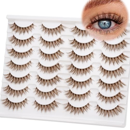 Brown False Eyelashes 14mm Natural Fluffy Lashes 14 Pairs