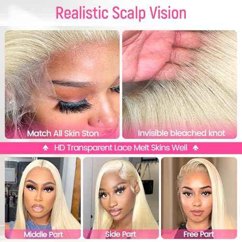 613 Lace Front Wig Human Hair 200 Density 13x6 Blonde Wig Human Hair 613 Straight HD Lace Front Wigs Human Hair Pre Plucked Blonde Wig for Women (26inch)