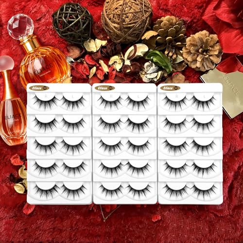 Eliace 3D Mink Cat Eye False Eyelashes - 15 Pairs Wispy Lashes