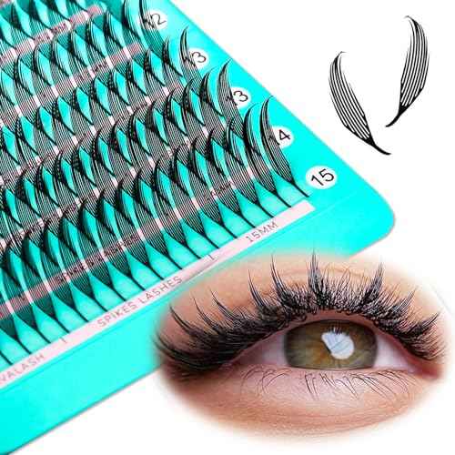 VAVALASH Premade Anime Chunk Lash Extensions,Comic Spire Lashes 0.07 C/D Curl, Matte Black Manga Lash Look Eyelash Extensions,Professional Salon Use Premade Spire Lashes(0.07-D-8-15mm)