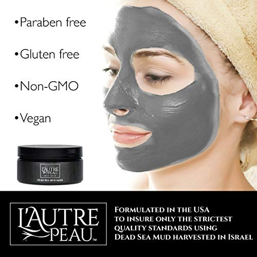 L’Autre Peau Dead Sea Mud Mask for Face & Body Facial Cleansing Clay Pore Reducer for Acne, Blackheads & Oily Skin. Natural Skincare for Women & Men Tighten Skin & Restore Healthy Complexion 10.1oz