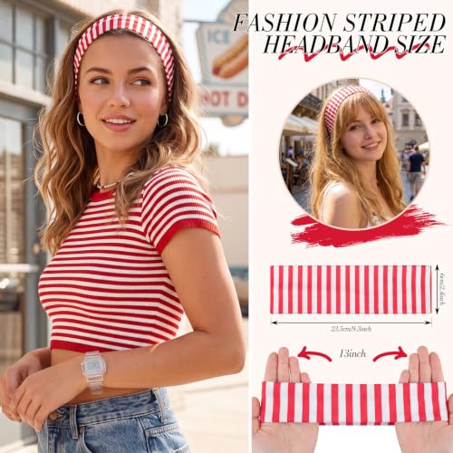 8 Pack Stripe Headbands for Women - Retro Y2K Style Hair Accessories