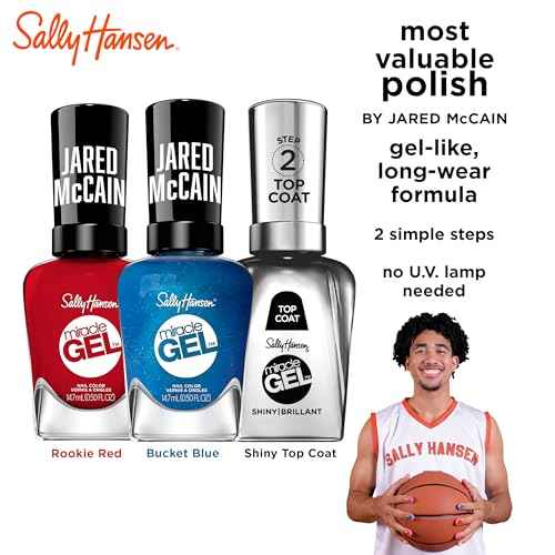 Sally Hansen Miracle Gel¢â x Jared McCain, Trio Set, Long Lasting, Gel-Like Formula, No UV Lamp Needed, Blue and Red Nail Polish