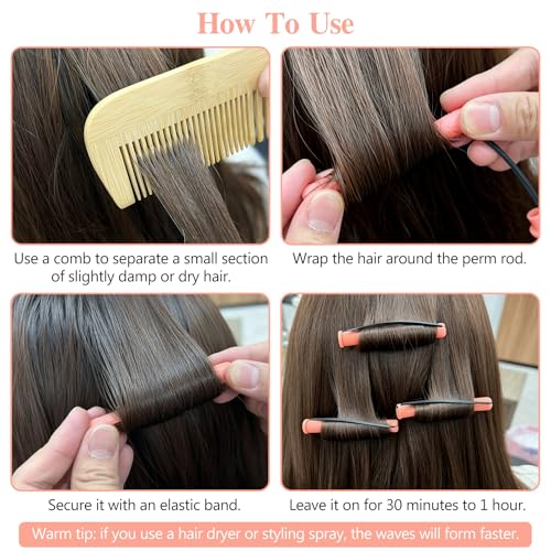 Cold Wave Perm Rods Set - 40-Pack Heatless Hair Curlers for DIY Styling