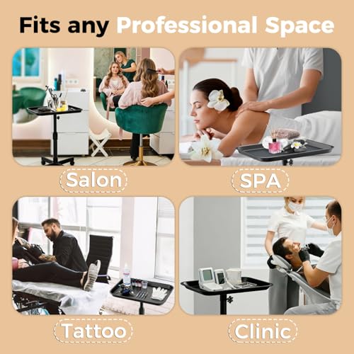 Adjustable Rolling Salon Tray on Wheels for Hair & Lash
