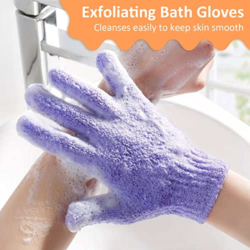 Exfoliating Gloves for Shower, 30-Pack, 15 Colors, Double-Sided