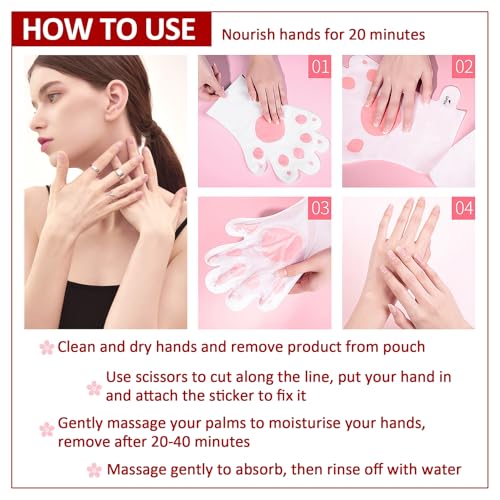 Moisturizing Hand Mask Gloves for Dry Cracked Hands - 6 Pairs Hydrating Set