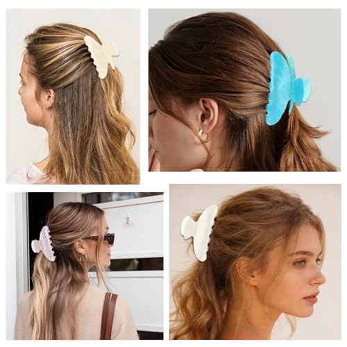 Casoty 8-Piece Large Acrylic Hair Claw Clips for All Hair Types