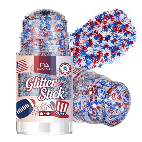 Patriotic Red White Blue Hair Glitter Stick for 4th of July