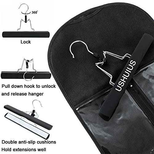 2Pcs Hair Extension Storage Bag with Wooden Hanger, 31.5 Inch