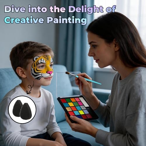 22 Color Face Paint Kit with Brushes & Sponges