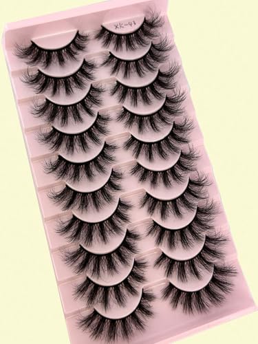 3D Imitation Mink False Eyelashes - 10 Pairs Natural Thick Fluffy Lashes